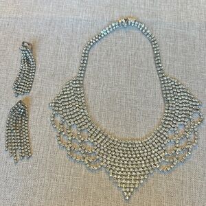 Vintage Choker Rhinestone Necklace and Earring Set